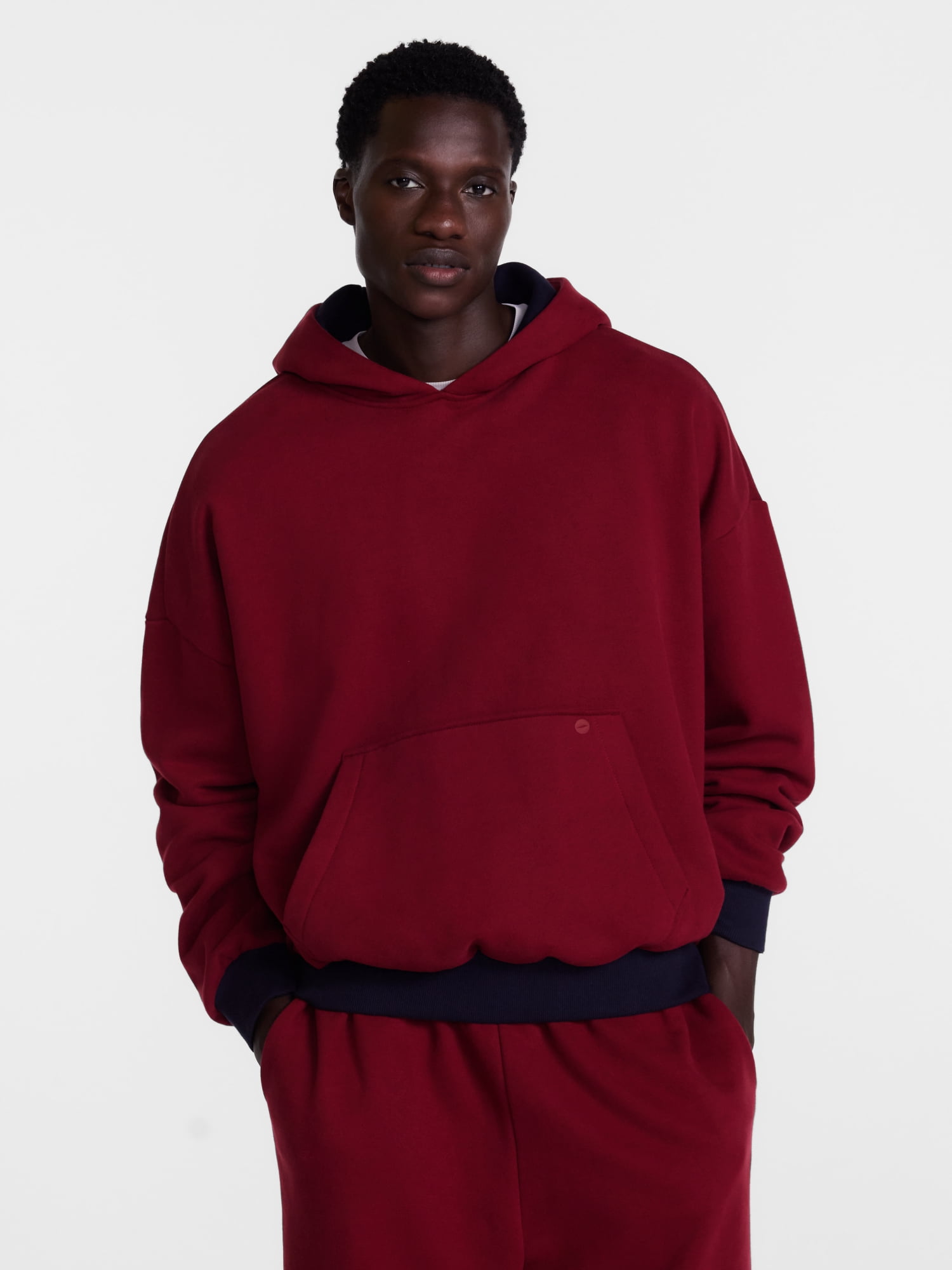 Avia Men's Oversized Fit Heavyweight Fleece Hoodie with Contrast Trim, Sizes XS-3XL