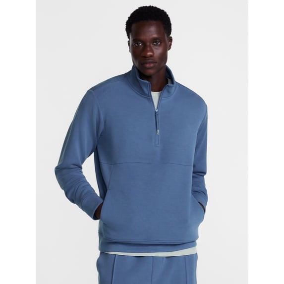 Avia Men's Twill ScubaKnit Quarter Zip Pullover Sweatshirt, Sizes XS-4XLT