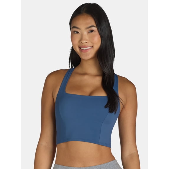 Avia Square Neck Sports Bra for Women, Medium Support, S-3XL
