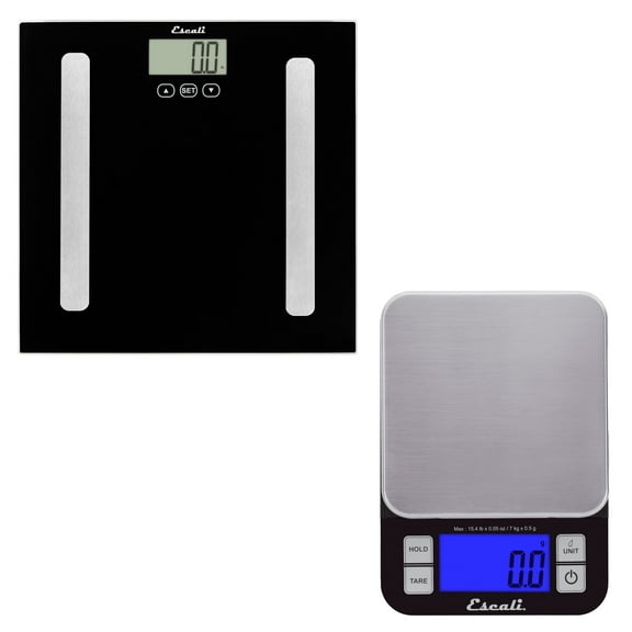Escali Bath and Kitchen Scale Bundle (BF180-2, SQ157B)