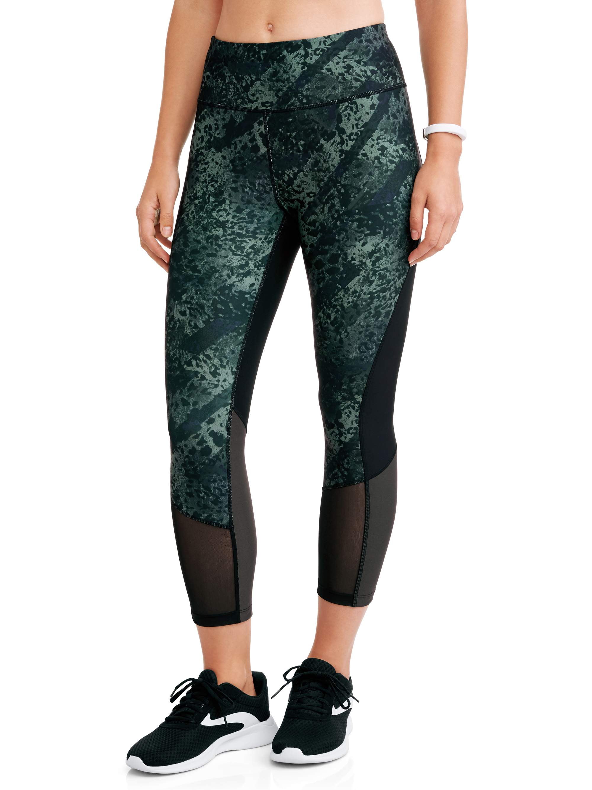 Avia Women's Active Allover Print Mesh Insert Capri Legging