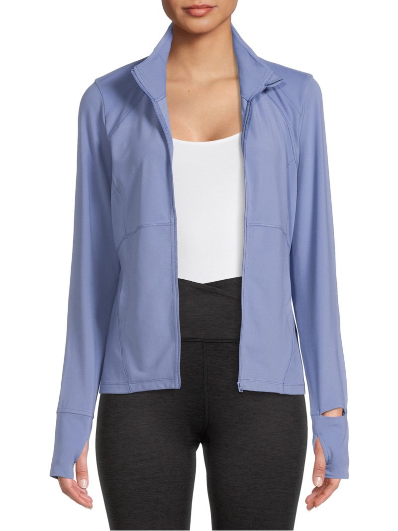 Avia Women's Active Full Zip Long Sleeve Jacket with Thumbholes