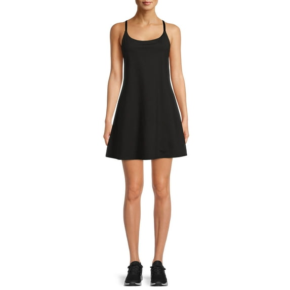 Avia Women's Active Strappy Exercise Dress with Undershort Liner and Built in Bra