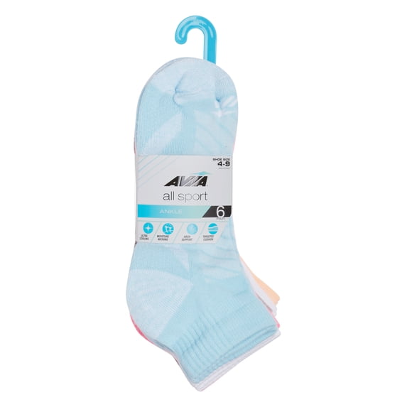 Avia Women's All Sport Athletic Cushion Ankle Socks, 6-Pack
