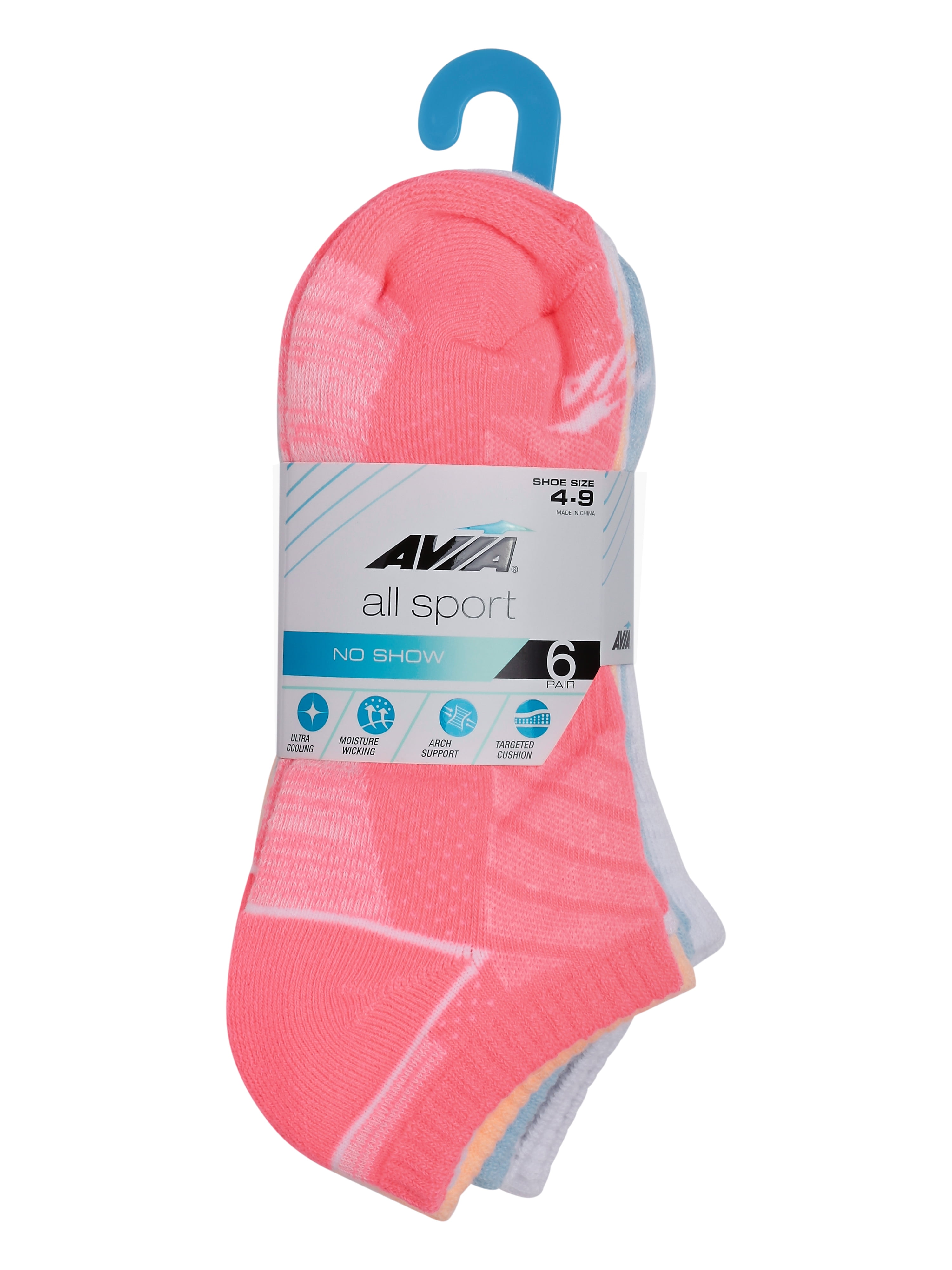 Avia Women's All Sport Cushion No Show Socks, 6-Pack