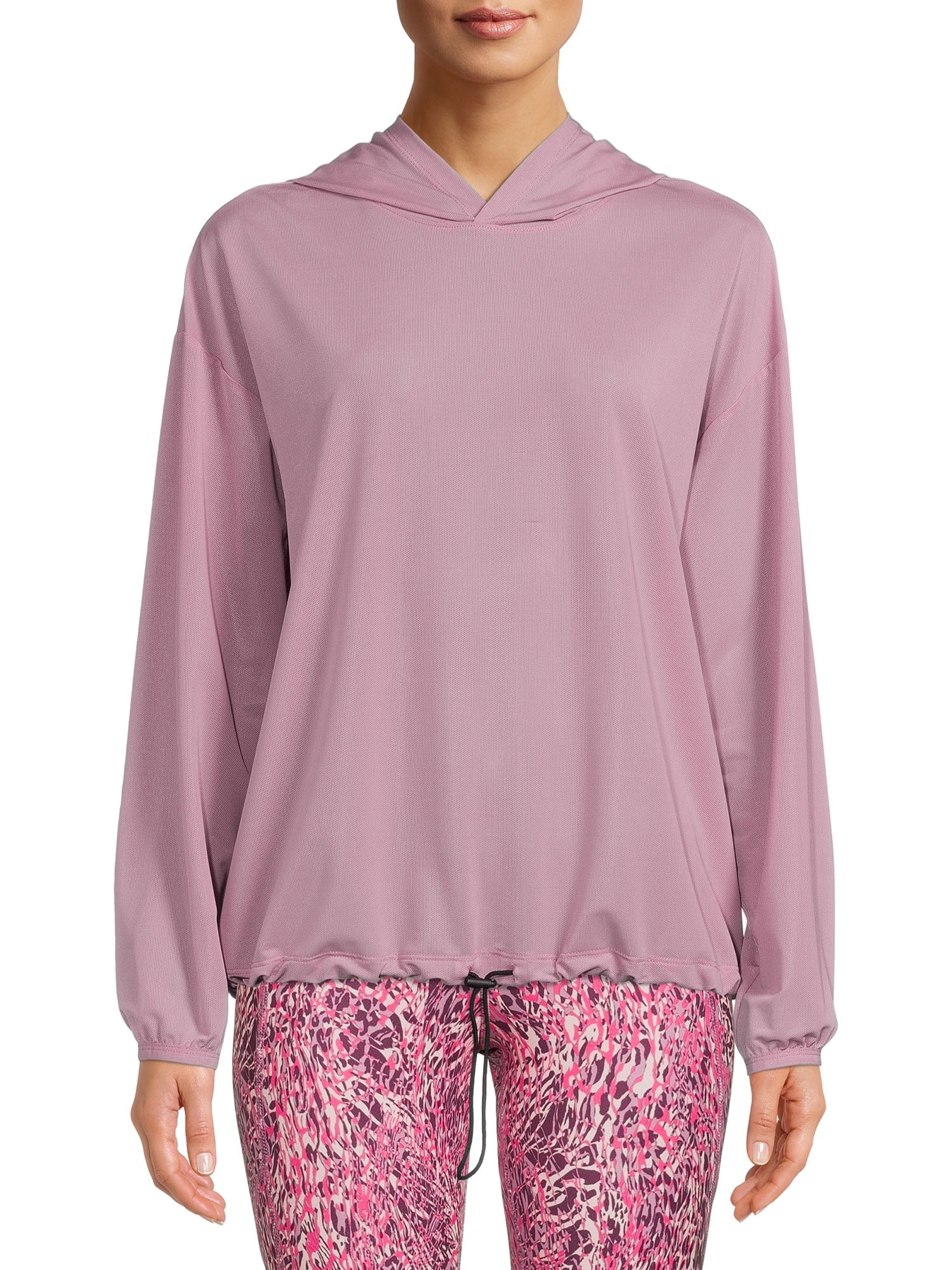 Avia Women's Athleisure Long Sleeves Mesh Hooded Pullover