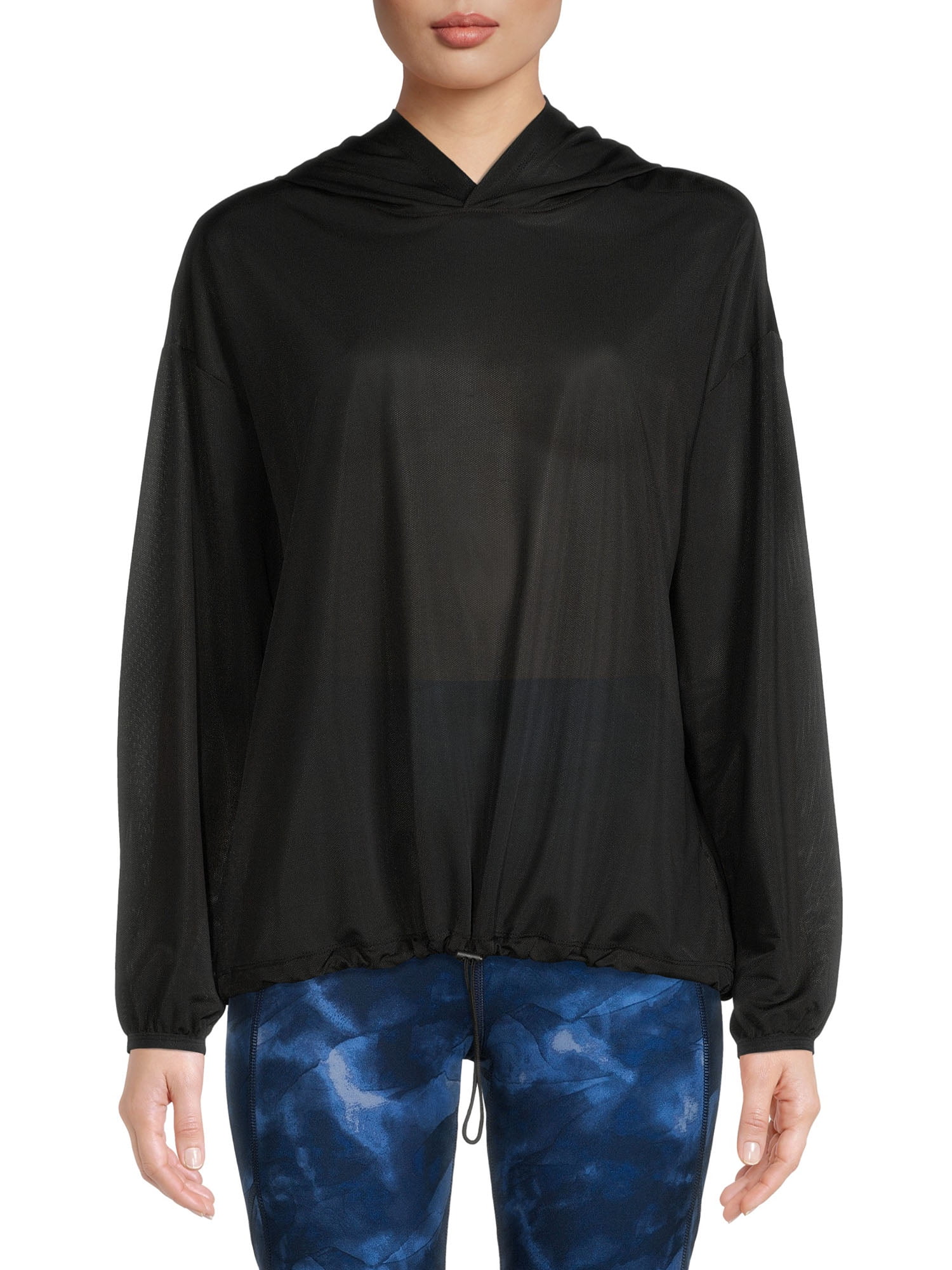 Avia Women's Athleisure Long Sleeves Mesh Hooded Pullover