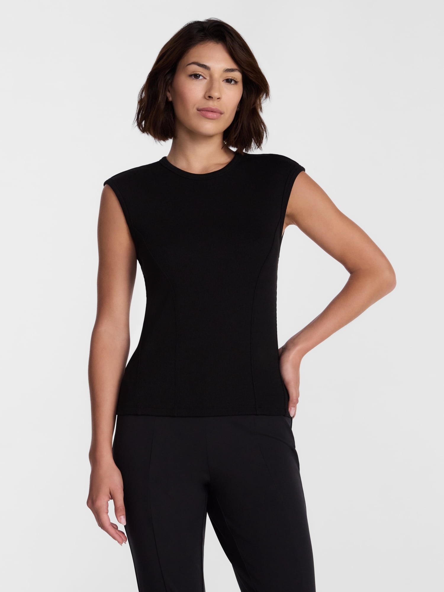 Avia Women's Ribbed Top with Cap Sleeves, Sizes XS-XXL