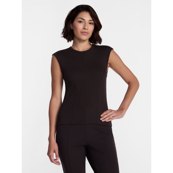 Avia Women's Ribbed Top with Cap Sleeves, Sizes XS-XXL