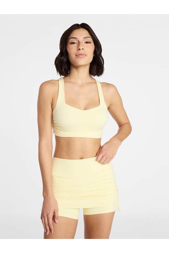 Women's Color Side Ruched Sports Bra, Sizes XS-XXXL