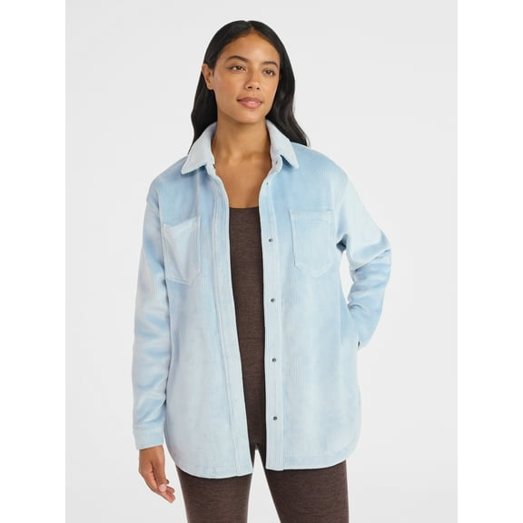 Avia Women's and Women's Plus Cord Velour Shacket, Sizes XS-4X