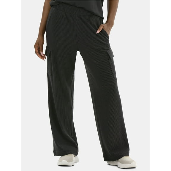 Avia Women’s and Women's Plus Corded Ribbed Seamed Wide-Leg Pants, Sizes XS-4X