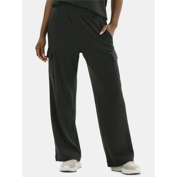 Avia Women’s and Women's Plus Corded Ribbed Seamed Wide-Leg Pants, Sizes XS-4X