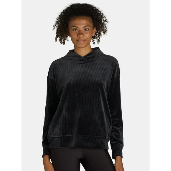 Avia Women's Corded Velour Hoodie Sweatshirt, Sizes XS-XXXL