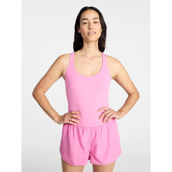 Avia Women's Cross Back Active Buttersoft Romper, Sizes XS-4X