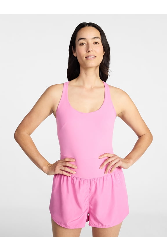 Women's Cross Back Active Romper, Sizes XS-XXXL
