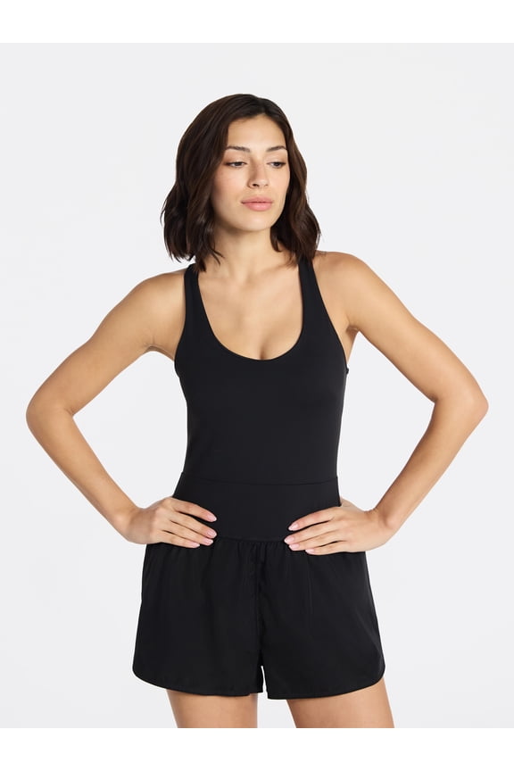 Women's Cross Back Active Romper, Sizes XS-XXXL