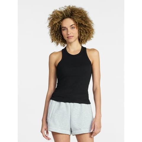 Women's and Women's Plus Cotton Ruched Rib Tank Top, Sizes XS-4X