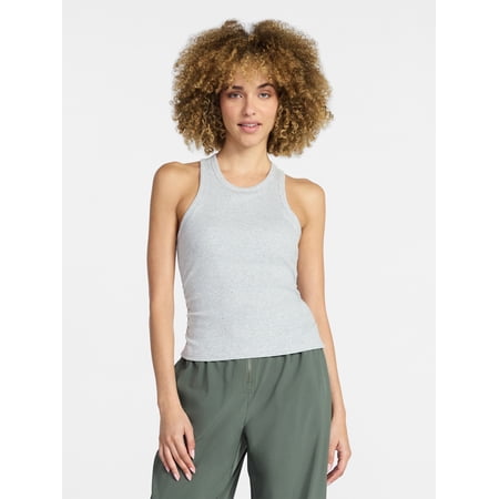 Avia Women's and Women's Plus Cotton Ruched Rib Tank Top, Sizes XS-4X
