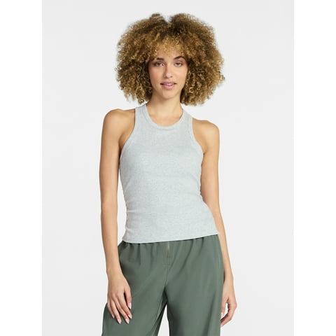 Women's and Women's Plus Cotton Ruched Rib Tank Top, Sizes XS-4X
