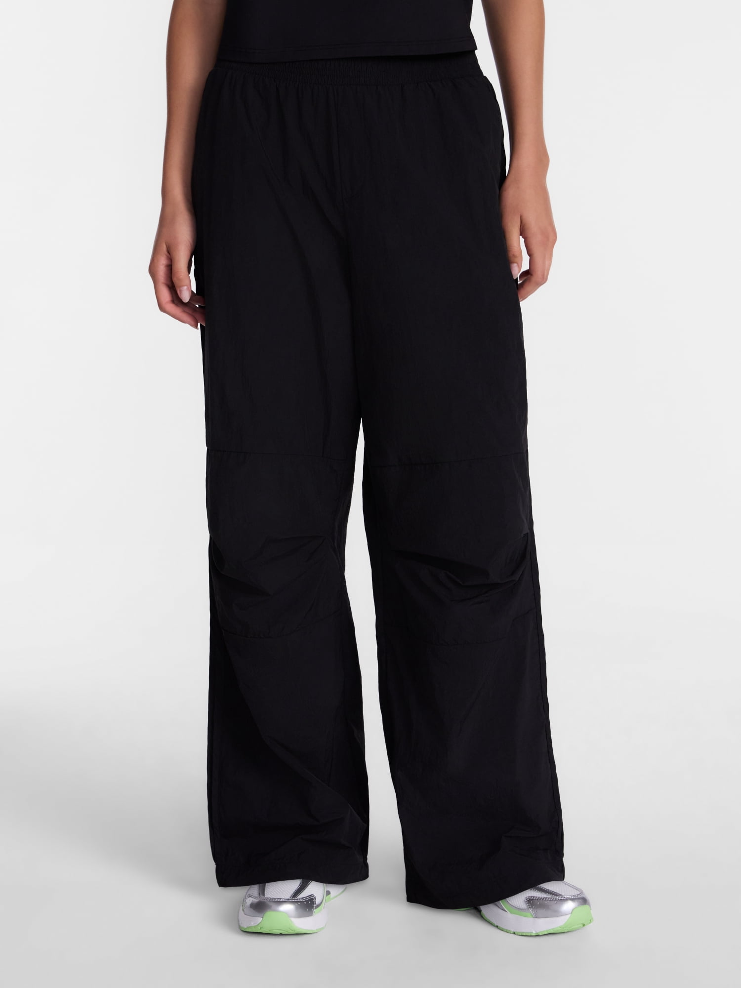 Avia Women's and Women's Plus Crinkle Pants with Pleated Knees, 30" Inseam, Sizes XS-4X