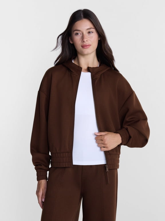 Women's and Women's Plus ScubaKnit Cropped Zip Hoodie, Sizes XS-4X