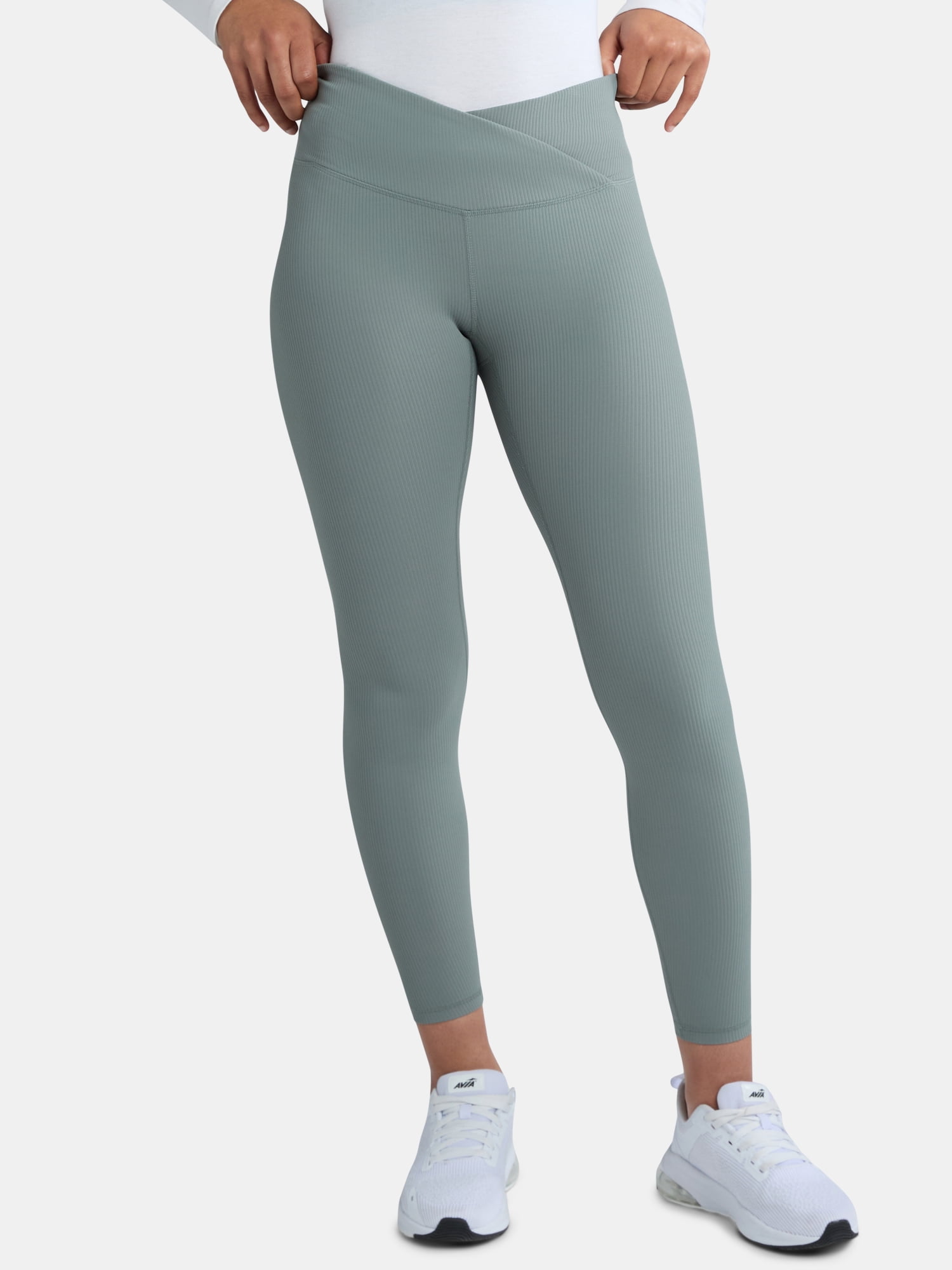 Avia Women’s Crossover Waist Ribbed Leggings, Sizes XS-XXXL