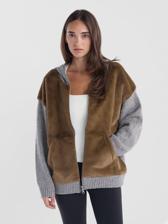 Avia Women's Faux Fur Sweater Jacket, Sizes XS-XXXL
