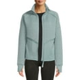 Avia Women's Full Zip Quilted Mixed Media Jacket With Thumbholes