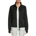 Avia Women's Full Zip Quilted Mixed Media Jacket With Thumbholes