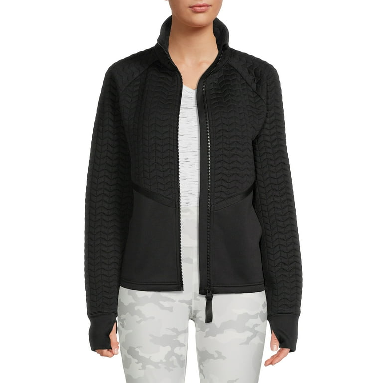 Avia Women's Full Zip Quilted Mixed Media Jacket With Thumbholes -  Walmart.com