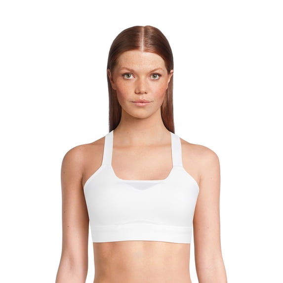 Avia Cross Back Sports Bra for Women, High Support, L - Vivid White