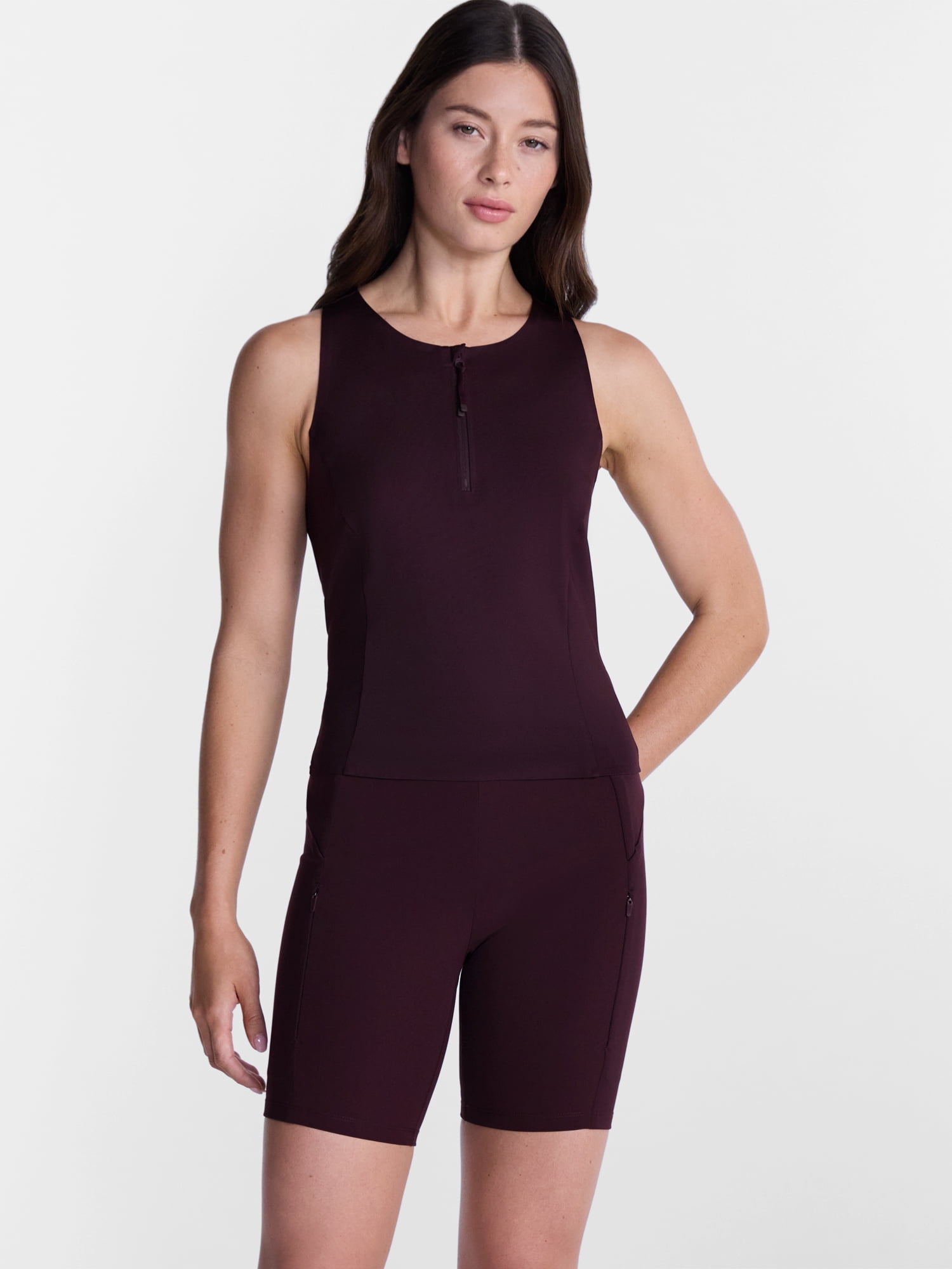 Avia Women's Quarter Zip Hybrid Tank Top, Sizes XS-XXXL