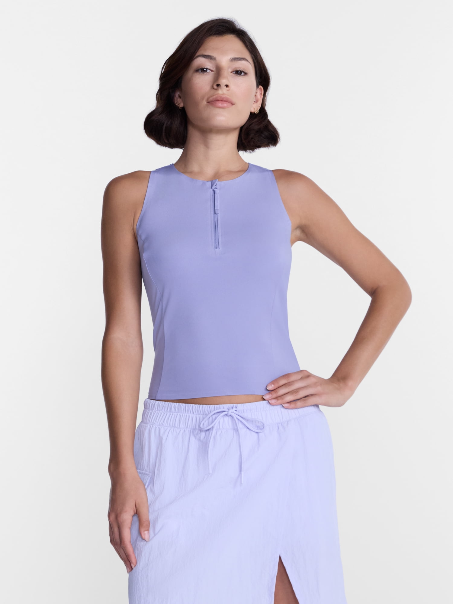 Avia Women's Quarter Zip Hybrid Tank Top, Sizes XS-XXXL