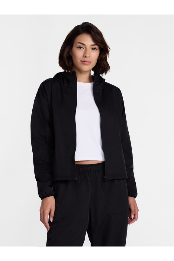 Women's Iridescent Zip Front Jacket with Hood, Sizes XS-XXXL