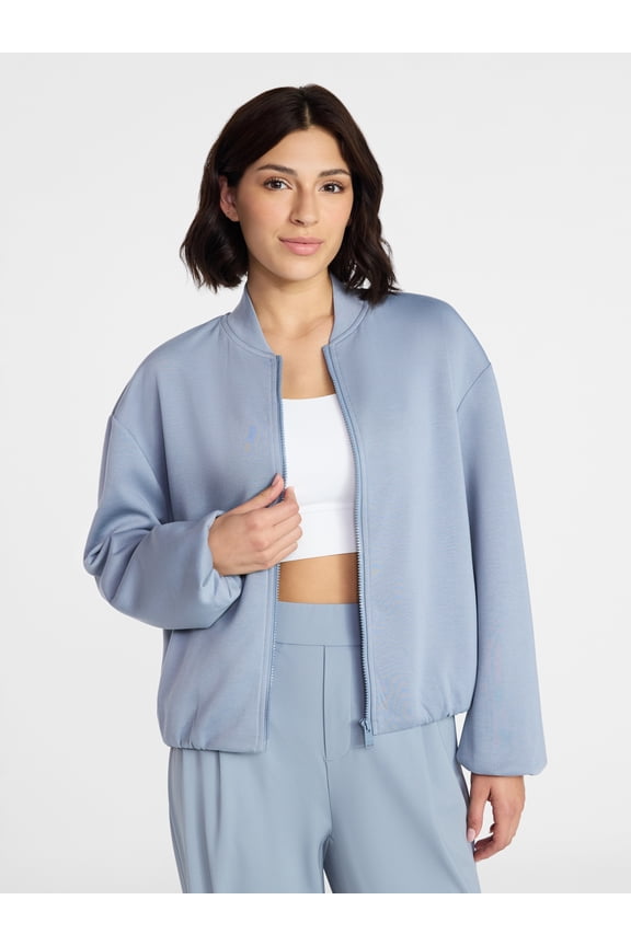 Women's ScubaKnit Bubble Hem Bomber Jacket, Sizes XS-XXXL