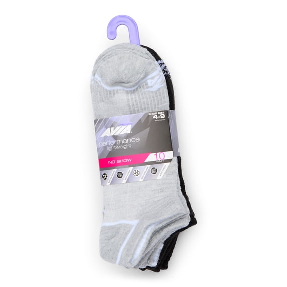 Avia Women's Lightweight Performance No Show Socks, 10-Pack