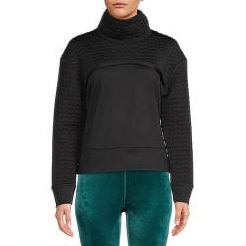 Avia Women s Long Sleeve Quilted Mock Neck Pullover Walmart
