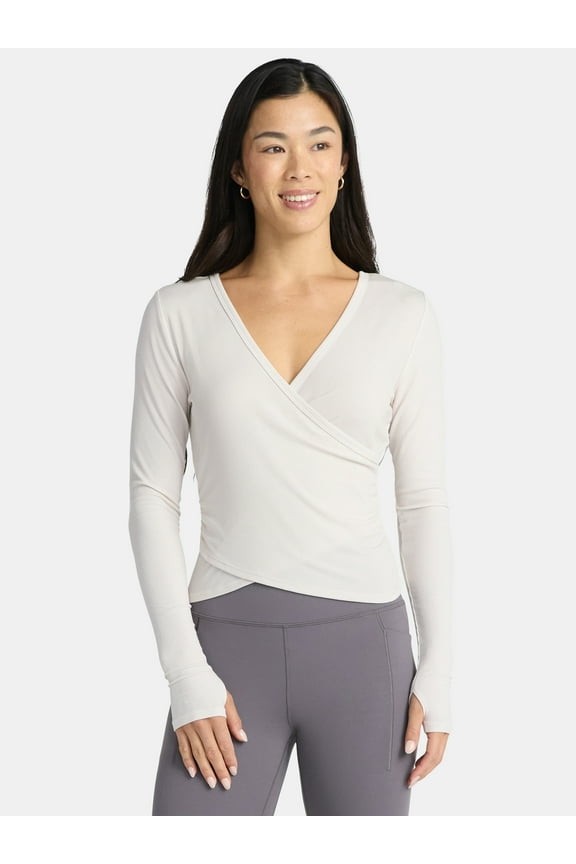 Women's Reversible Wrap Top with Long Sleeves, Sizes XS-XXXL