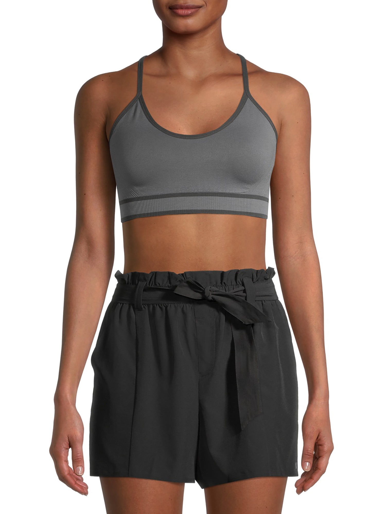 Avia Gray and Black Women's Low Support Seamless Cami Sports Bra