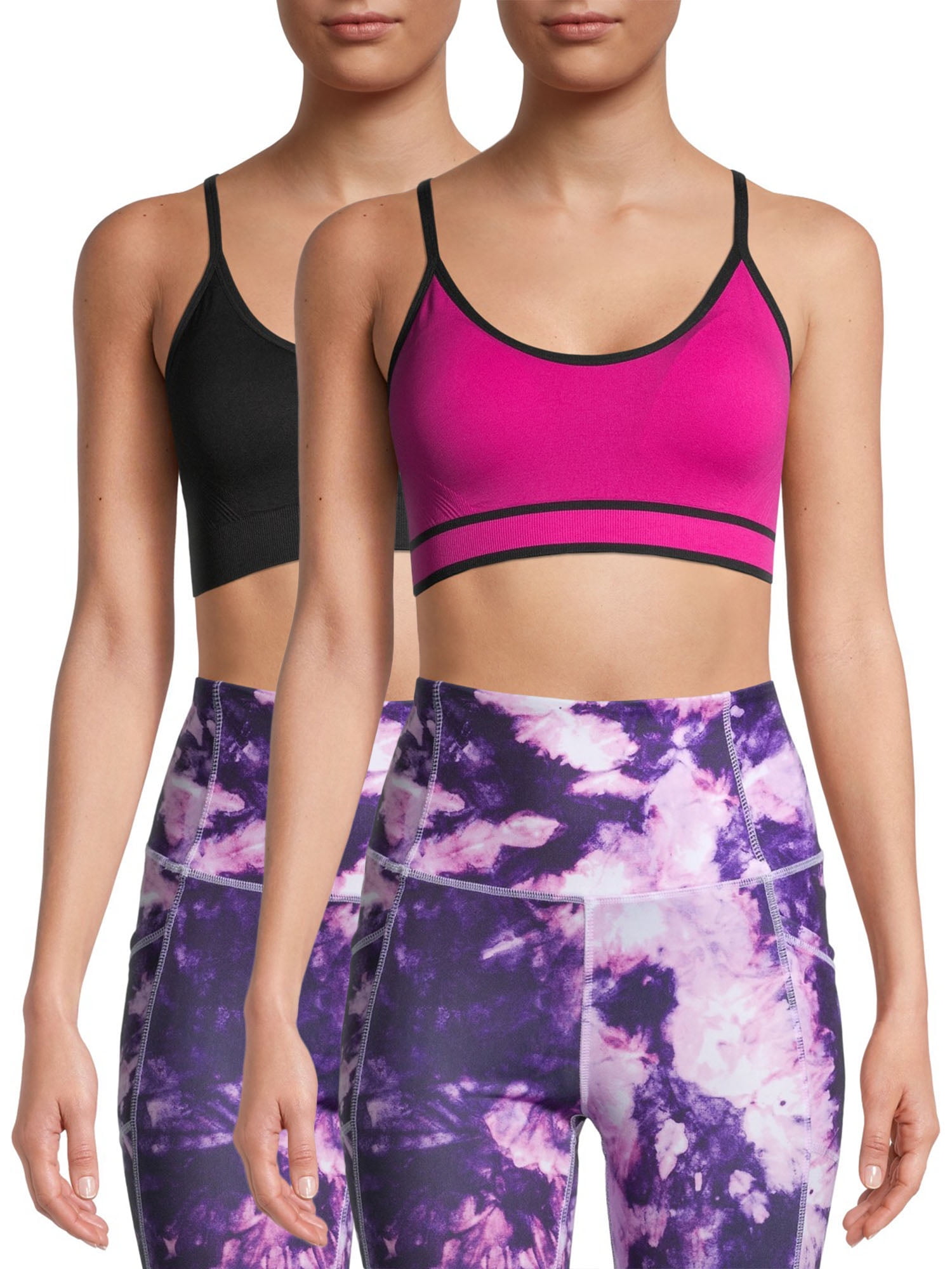 Avia Women's Low Support Seamless Pullover Cami Sports Bra, 2-Pack 