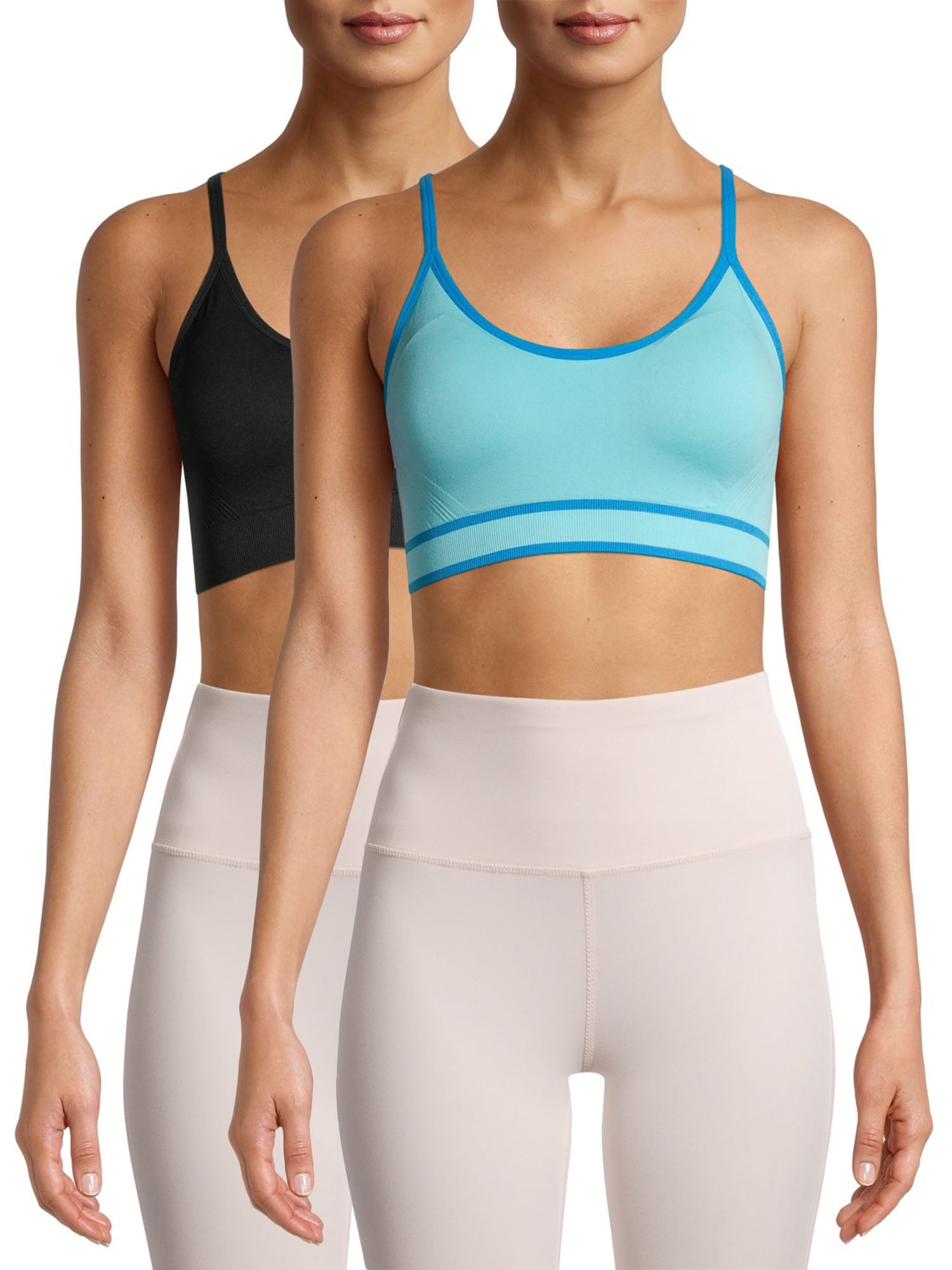 Avia Gray and Black Women's Low Support Seamless Cami Sports Bra Size L
