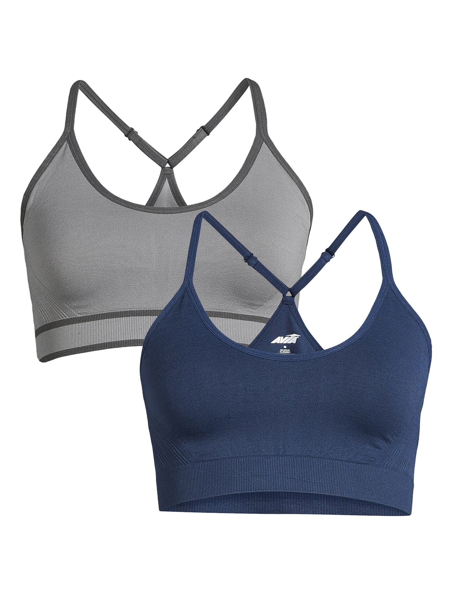 Avia Women's Low Support Seamless Pullover Cami Sports Bra, 2-Pack