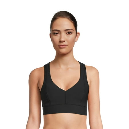 Avia V-Neck Rib Sports Bra for Women, Medium-Impact, S-XXXL