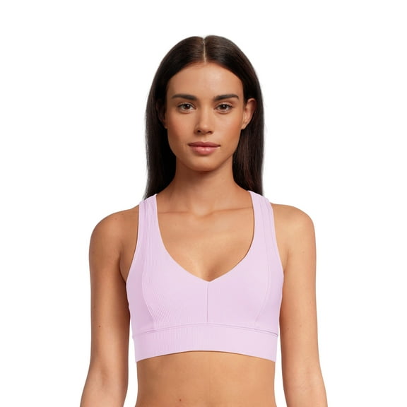 Avia V-Neck Rib Sports Bra for Women, Medium-Impact, S-3XL