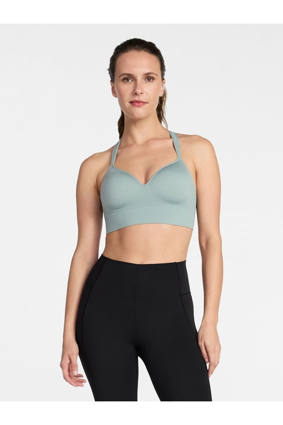 Women's Medium Support Molded Plunge Sports Bra, Sizes S-XXXL