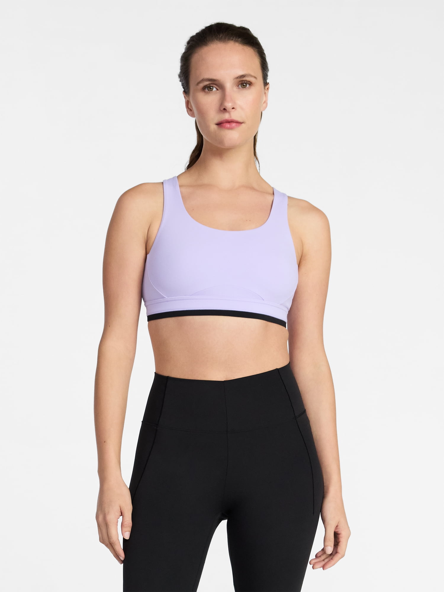 Avia Women's Medium Support Open Back and Contrast Tipping Sports Bra, XS-XXXL