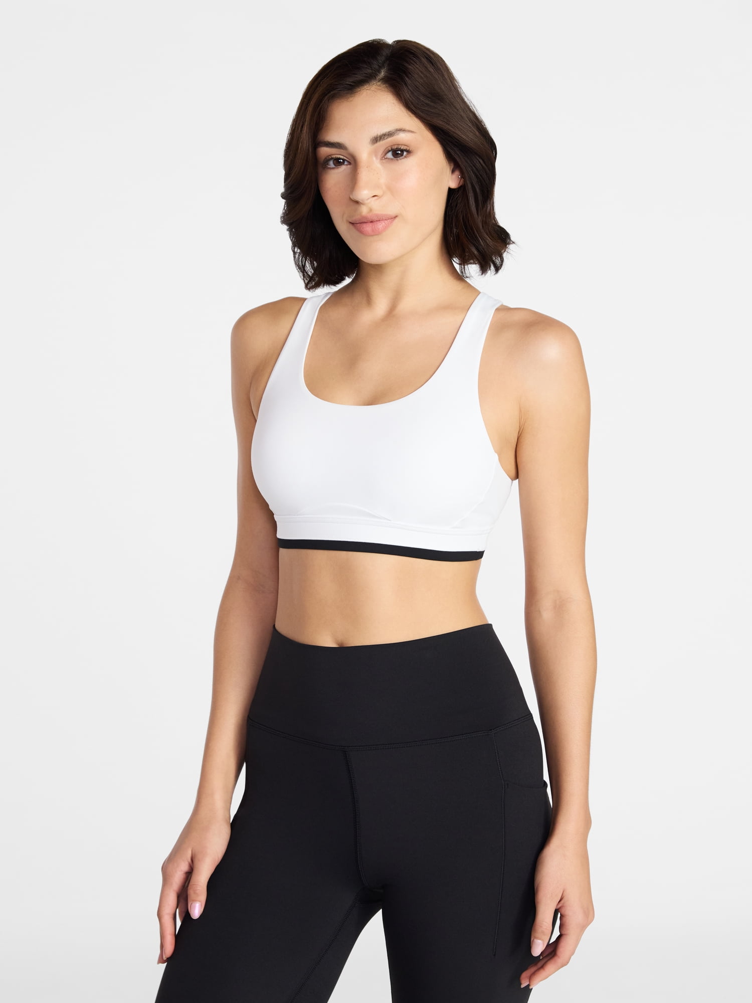 Avia Women's Medium Support Open Back and Contrast Tipping Sports Bra, XS-XXXL