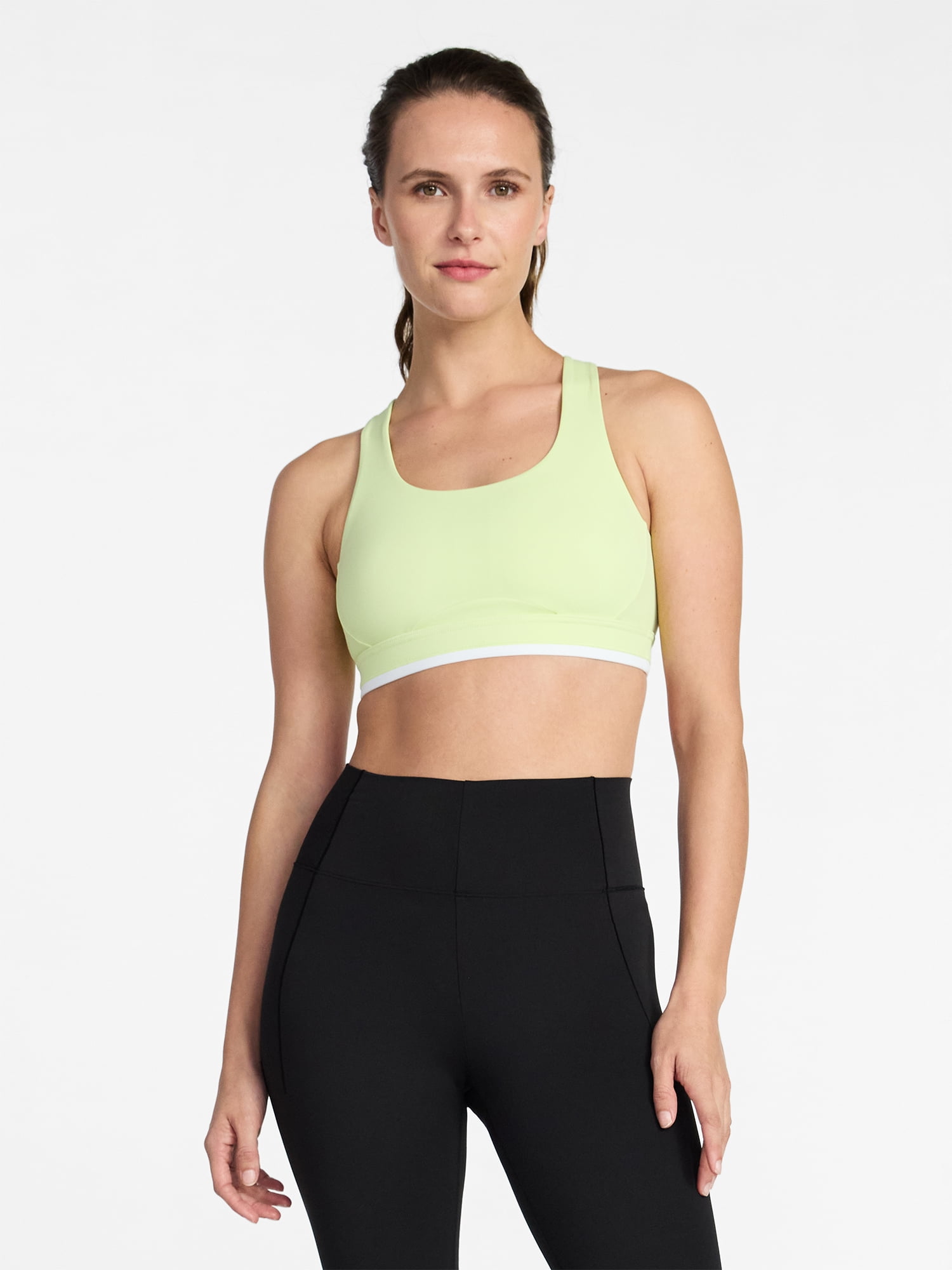 Avia Women's Medium Support Open Back and Contrast Tipping Sports Bra, XS-XXXL