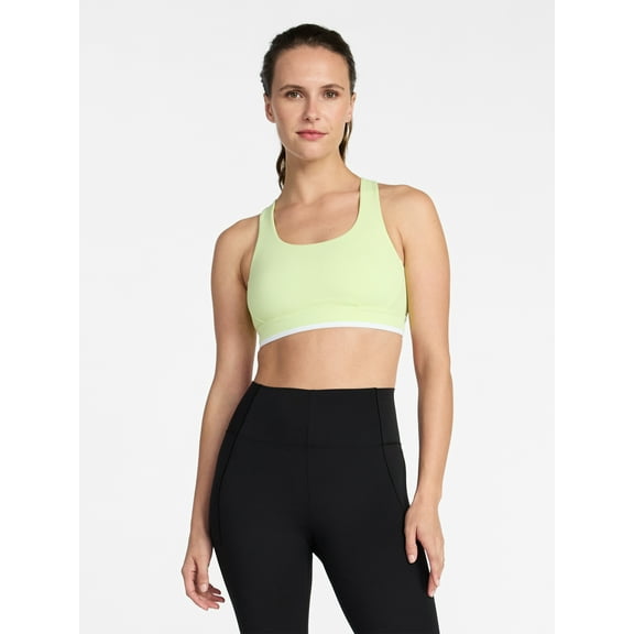 Avia Women's Medium Support Open Back and Contrast Tipping Sports Bra, XS-XXXL
